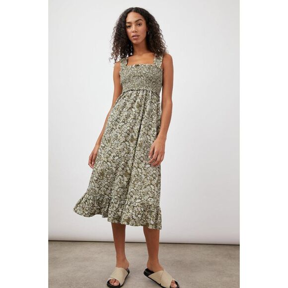 Rails Dresses & Skirts - Rails Olive Floral Rumi Smocked Dress XL